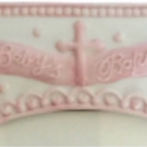ENESCO Frame Rare Baby Baptism Bundle of Blessings Pastel Pink Ceramic 3D NWT - Picture 6 of 14
